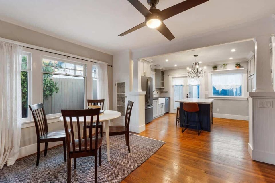 Open dining space connected to the kitchen and living room