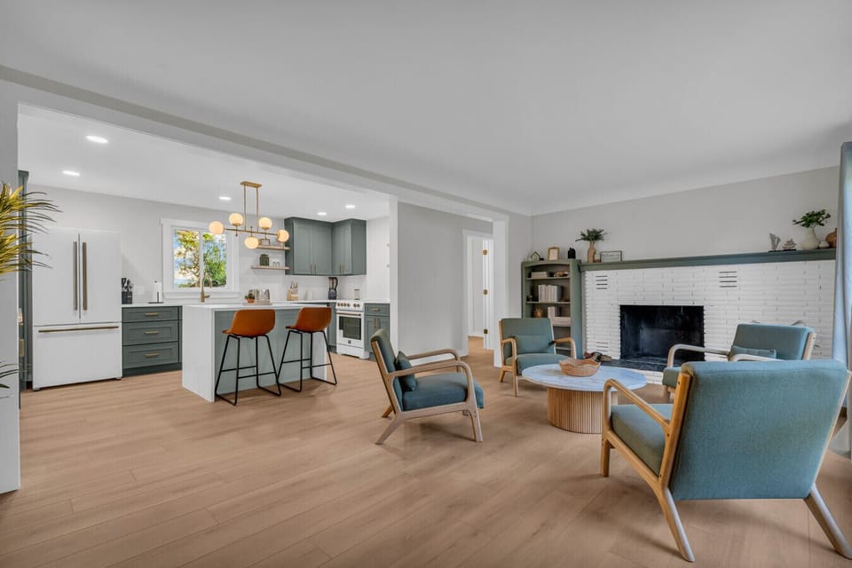 Flow from fireplace to feast with effortless style.