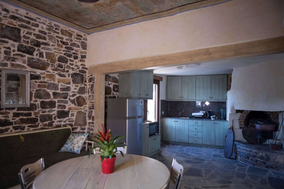 Living Area with Stone Architecture and Open-Plan Layout