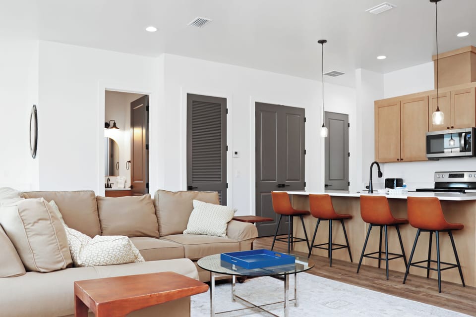 Living Room, Kitchen and Half Bathroom