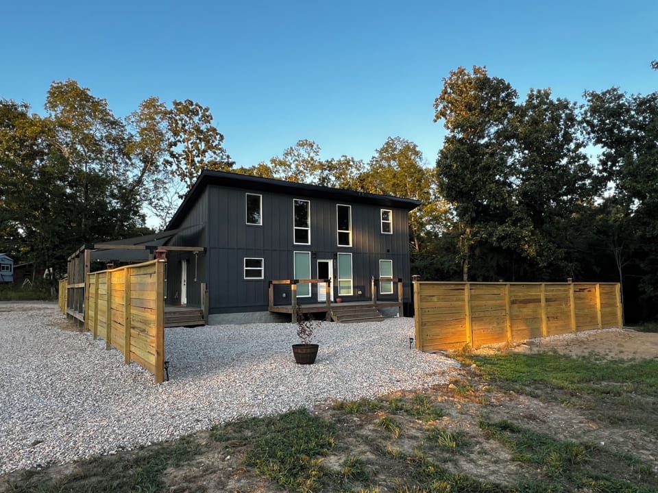 The Loft House has a gorgeous front yard for corn hole or to sit by the fire pit