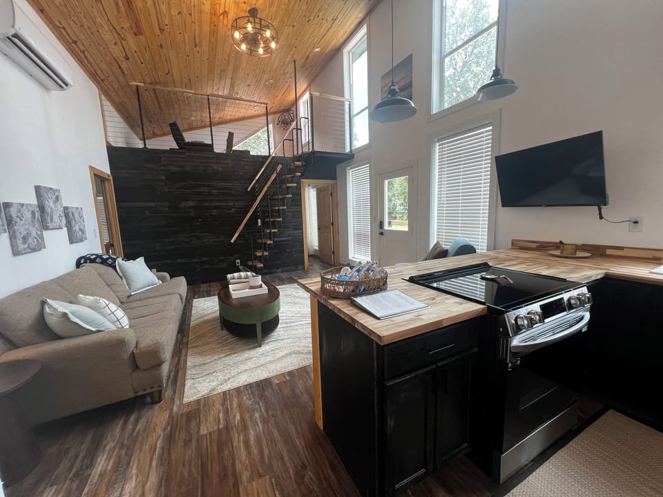 Kitchen and living open concept allows for relaxed dinners