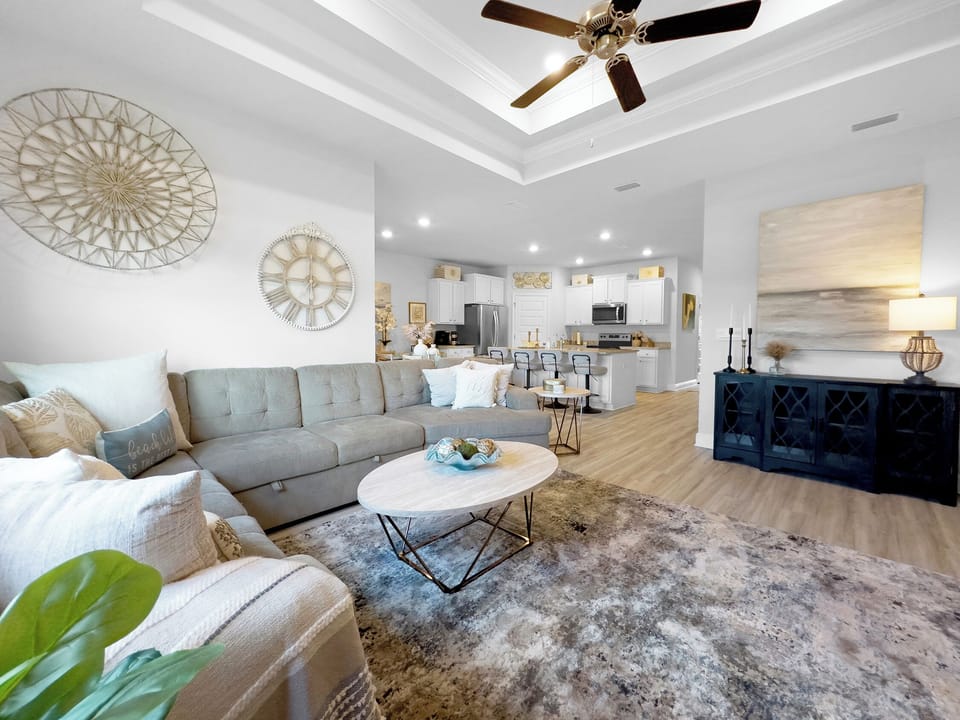 Spacious open living with kitchen and dining space