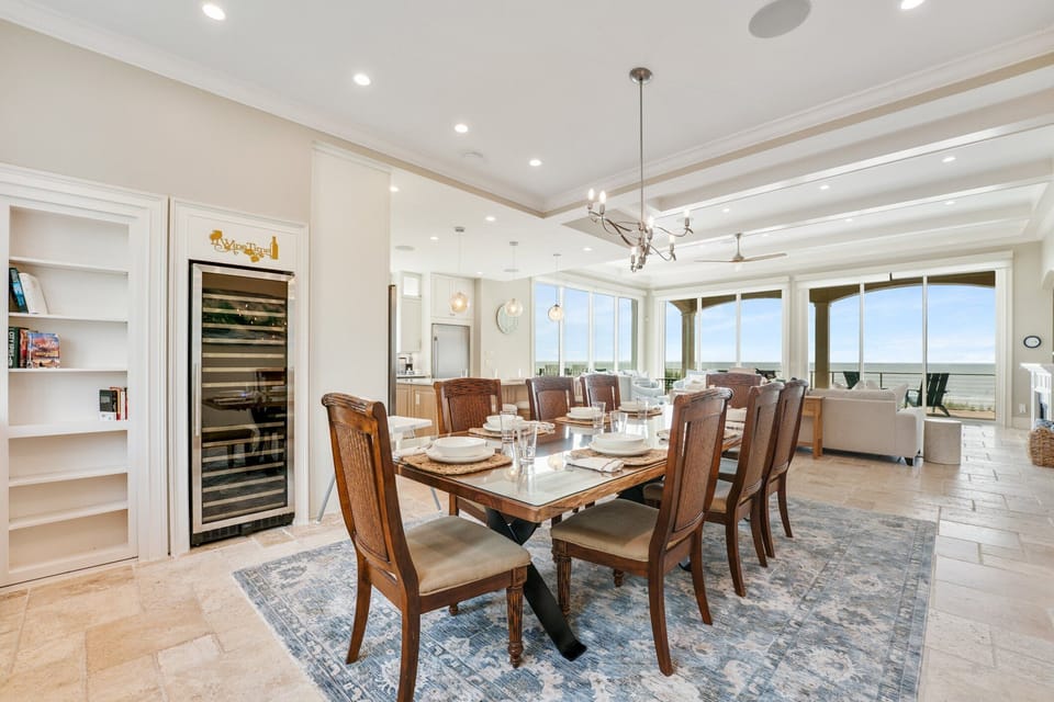 Expansive Dining Area with Built In Wine Cooler