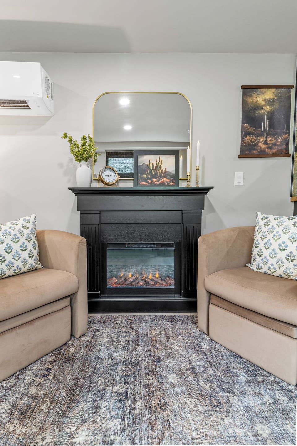 Cozy up by the fire with a cup of tea or glass of wine. This space was made for intimate moments and meaningful pause.