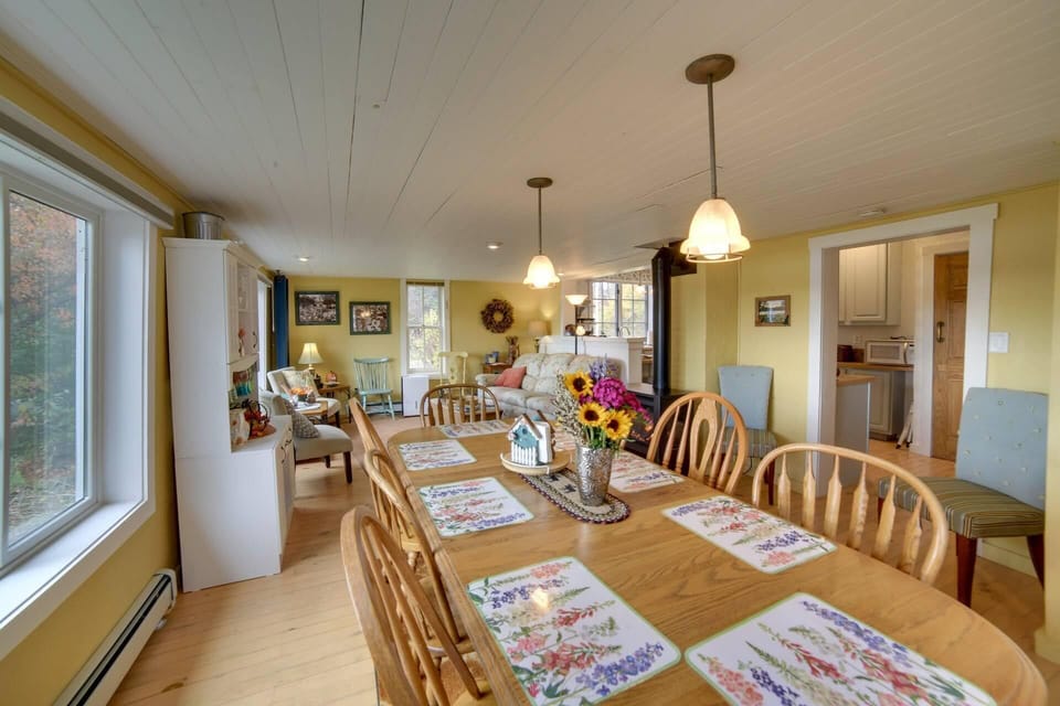 Dining room and lake-facing living room