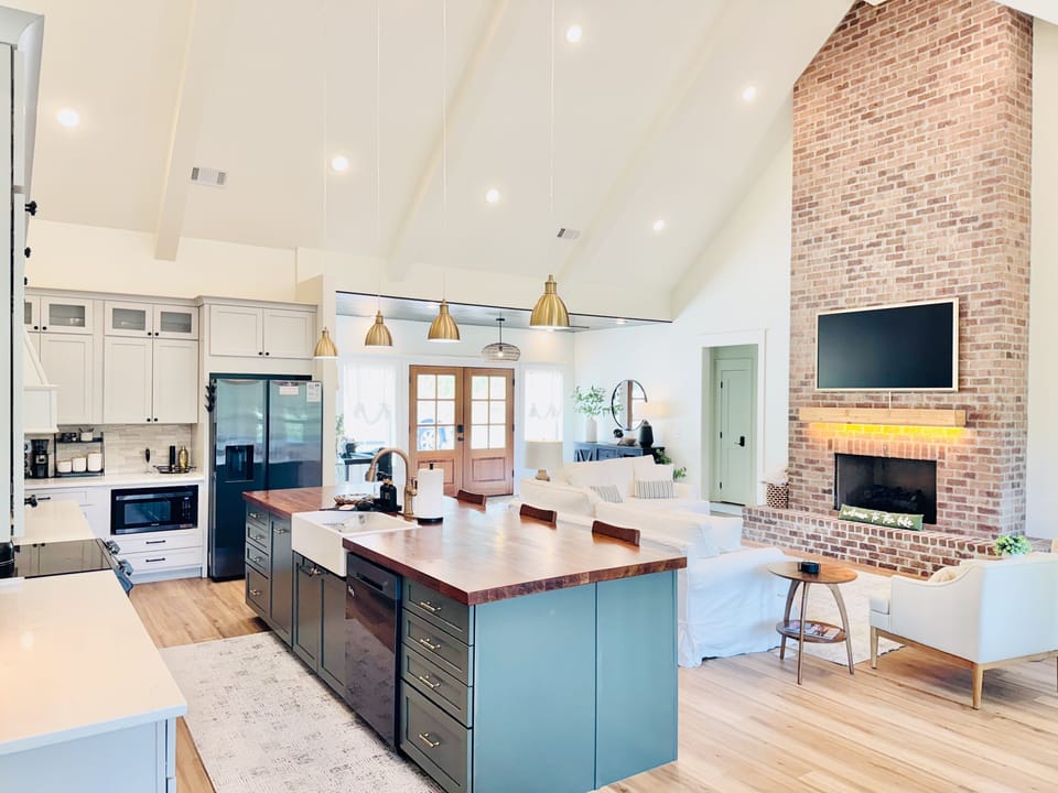 Upstairs kitchen and living area
