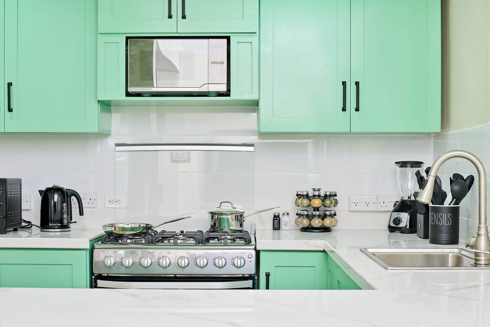 A spacious, well-equipped kitchen