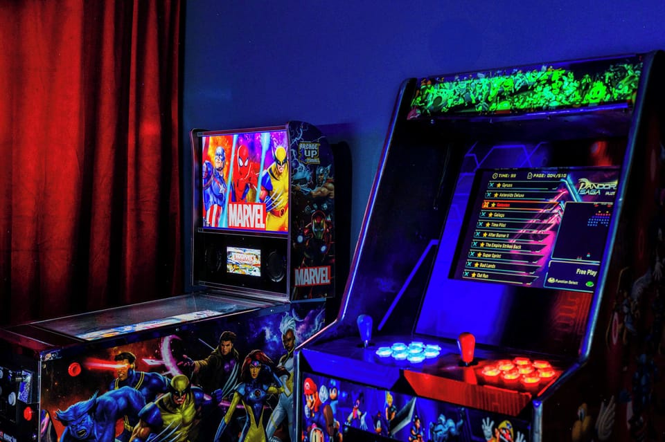 Challenge your skills on vintage arcade game and pinball with 1000+ games in this epic game lounge.