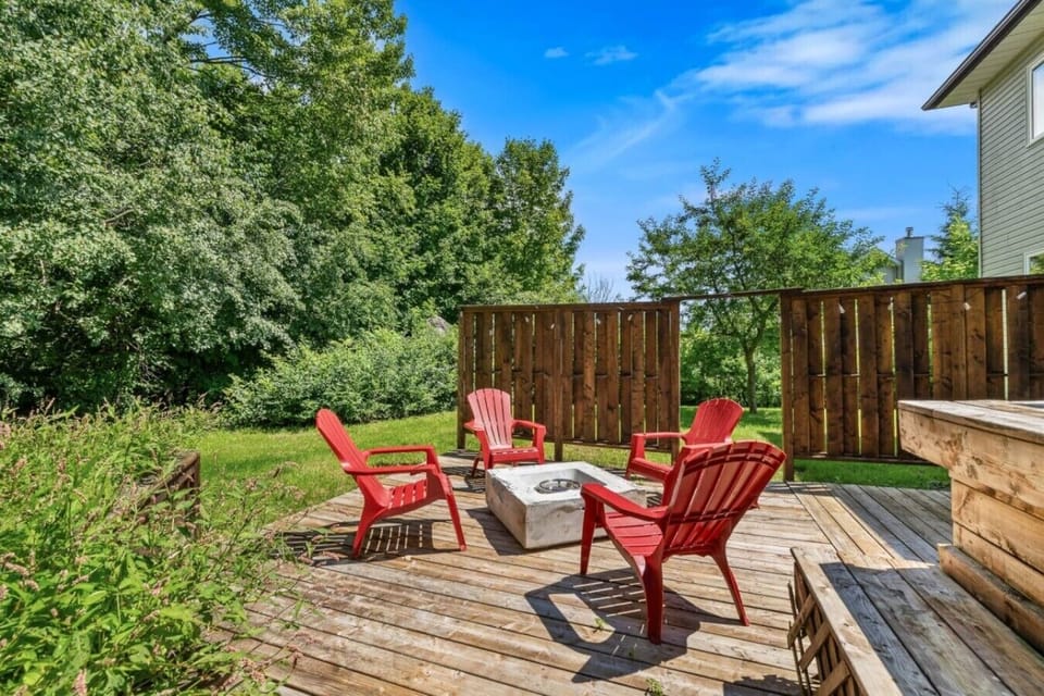Private outdoor patio with firepit