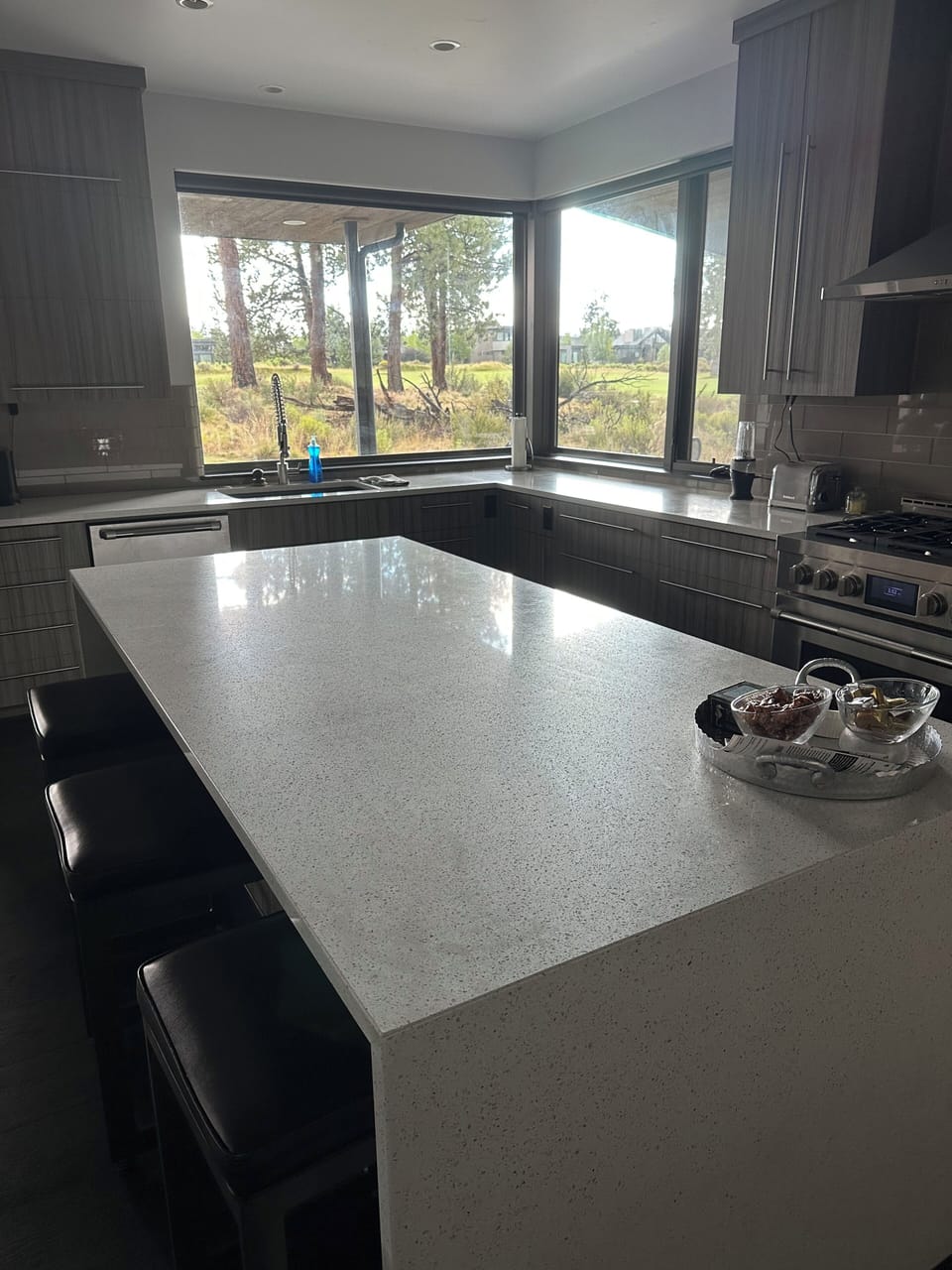 Kitchen with views to the golf course
