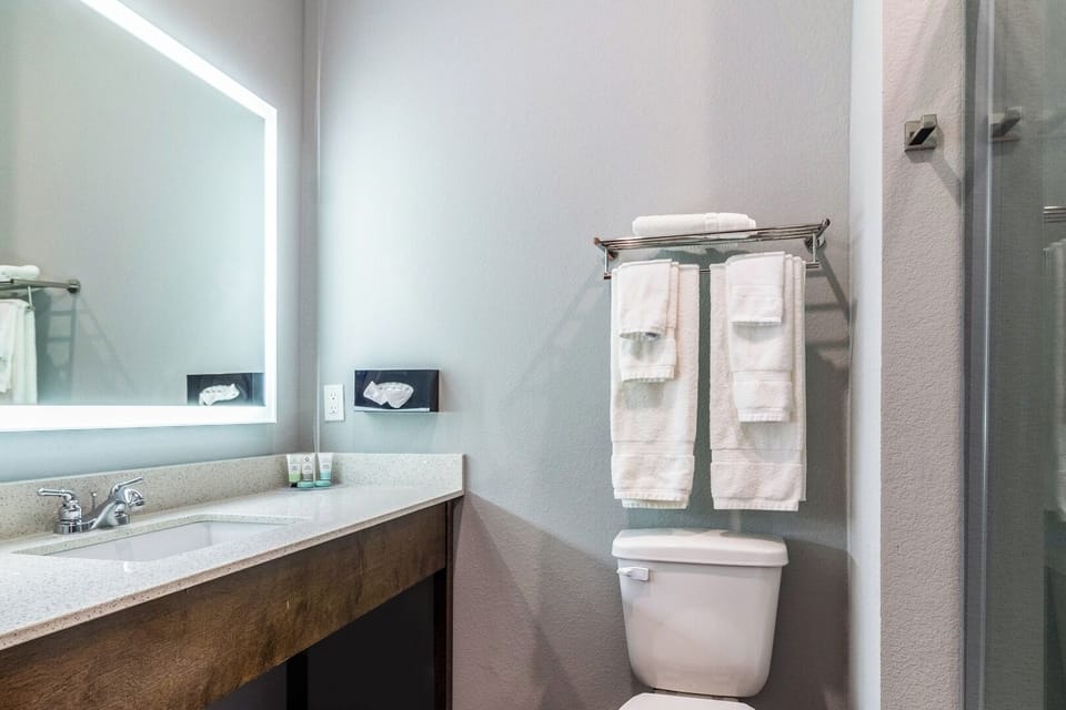 Start your day with a spotless sink and soft lighting.