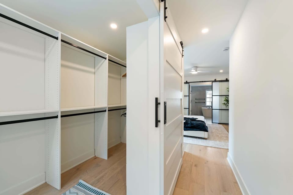 Massive walk in closet in the master bedroom. Perfect for extended stays in Philly. 