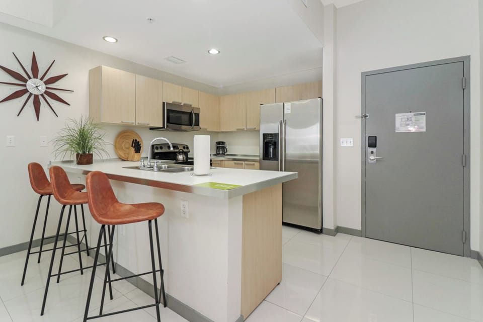 Kitchen Island has seating for 3