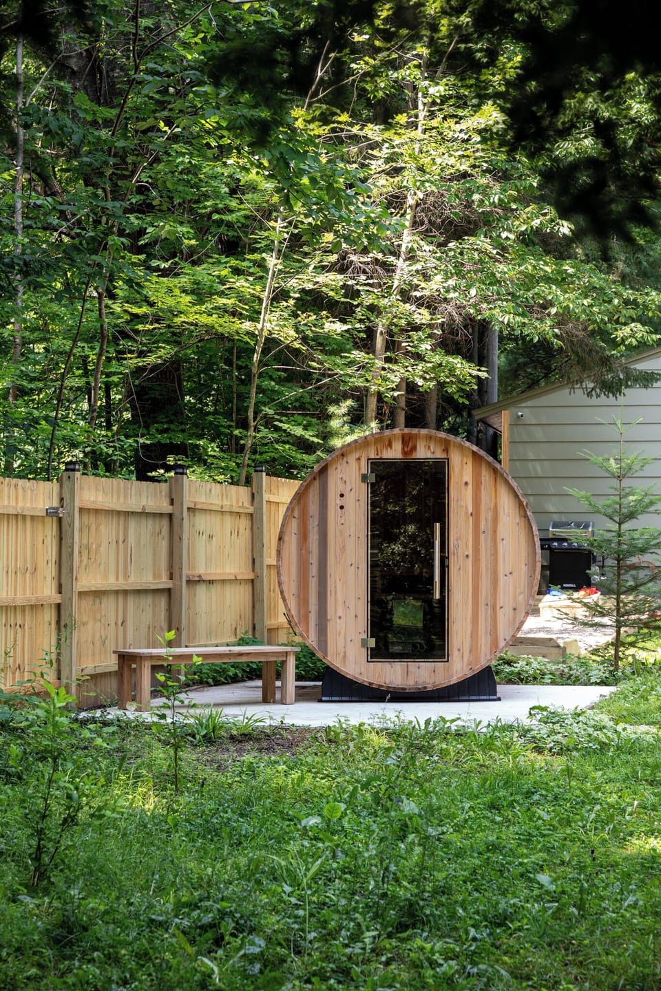 Imagine a rejuvenating sauna session surrounded by the quiet of nature.