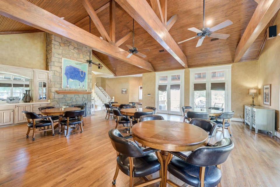 Main House Great Room is perfect for dining, games, movies, and gathering.