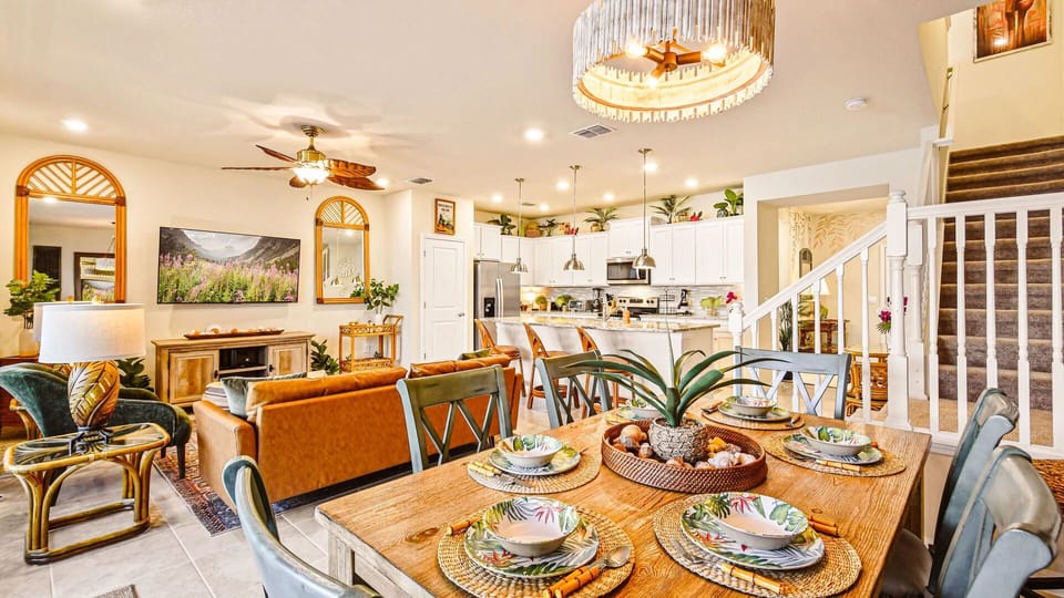Dining room seating and kitchen Island seating. Plus outdoor seating.