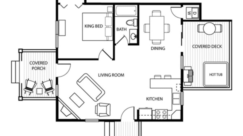 See your full layout at a glance — single-level, everything connected, no stairs. Great for planning your arrival and orienting guests who haven't been before.