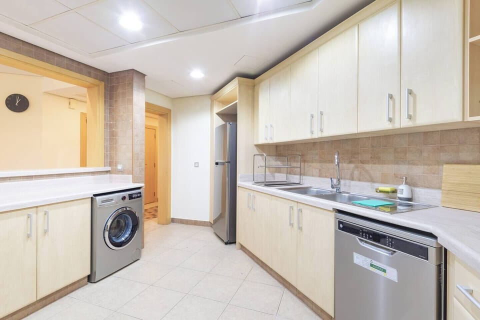 Our kitchen is fitted with a washing machine which is perfect for short term and long term stays!
