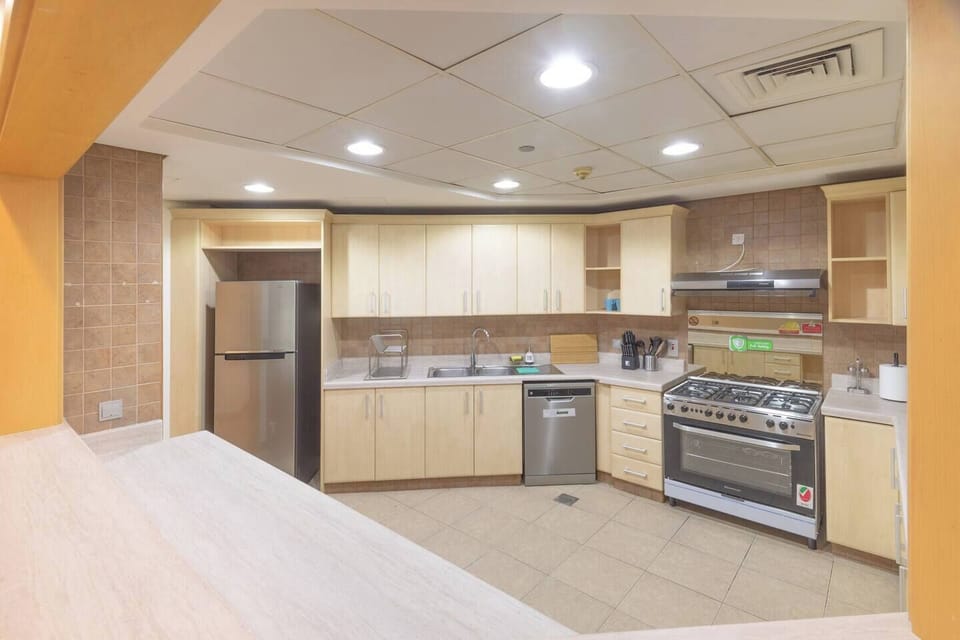 Our kitchen is equipped with modern appliances is designed for efficiency and convenience in meal preparation.