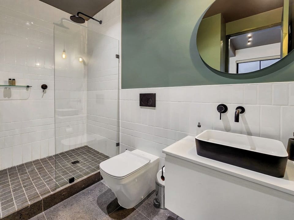 Spacious bathroom with large shower