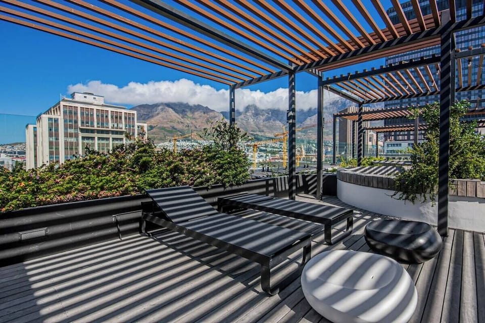 Communal rooftop sun loungers