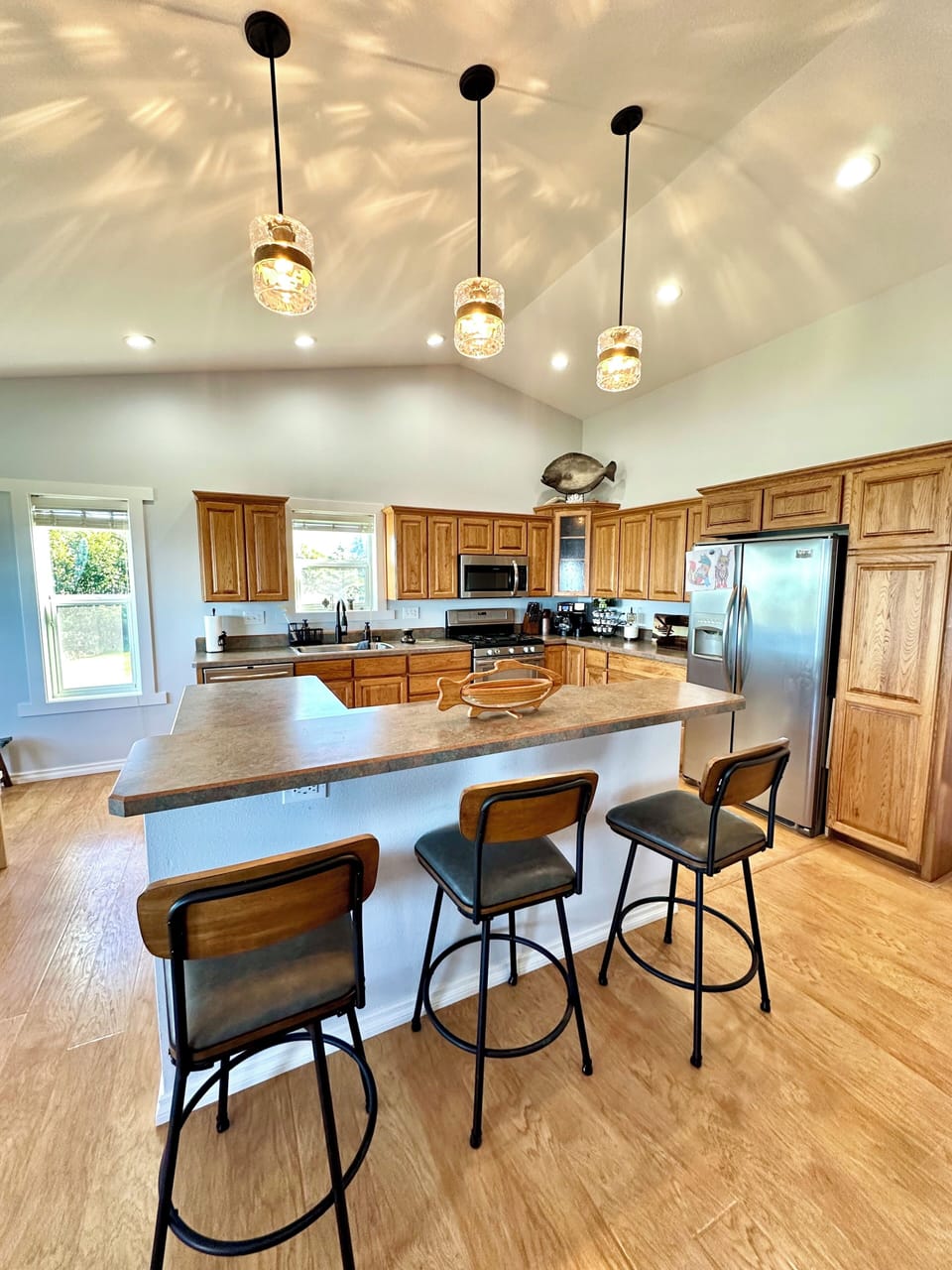 Full kitchen with island.