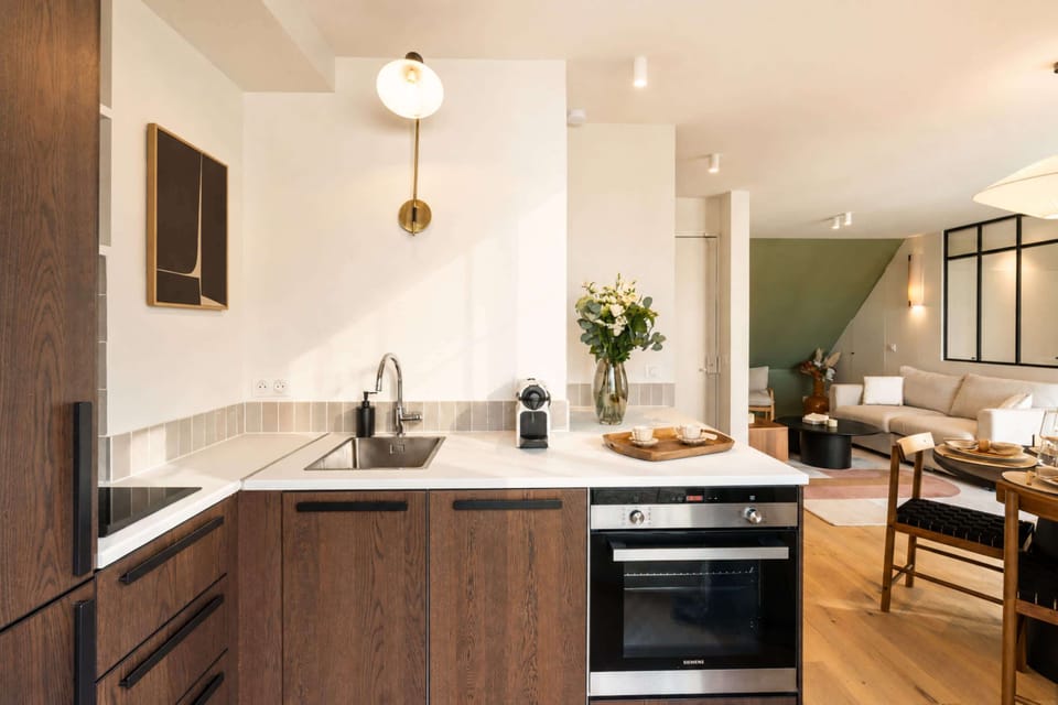 The kitchen has storage space as well
