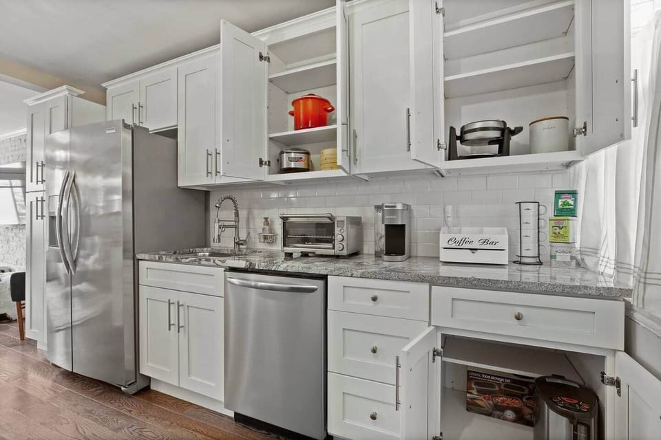 Featuring top appliances from Le Crueset, Zojirushi rice cooker, Zojirushi Electric Hybrid Water Boiler & Warmer, Breville, Waffle Iron, Coffee station, and organic tea.