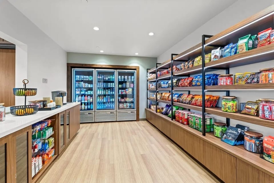 Grab snacks and drinks anytime from the well-stocked market.