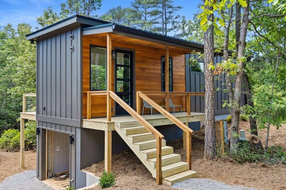 Entry stairs lead to your own peaceful mountaintop hideaway.