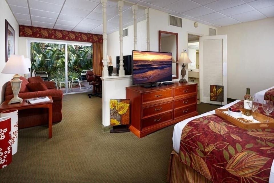 Enjoy the roomy suite layout with lounging and sleeping areas.