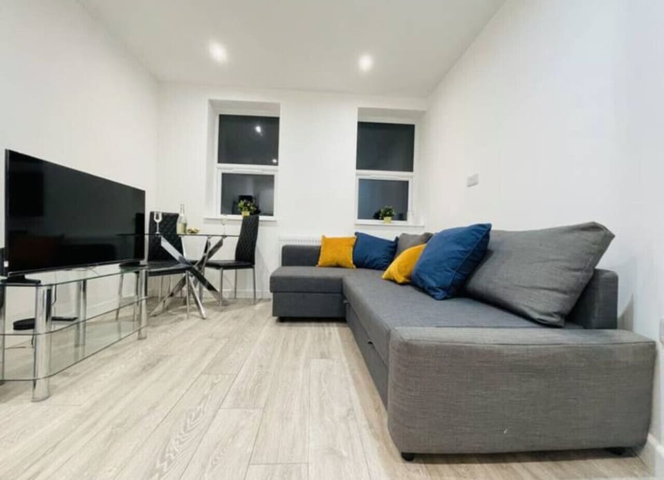 Comfortable lounge area with TV and seating.