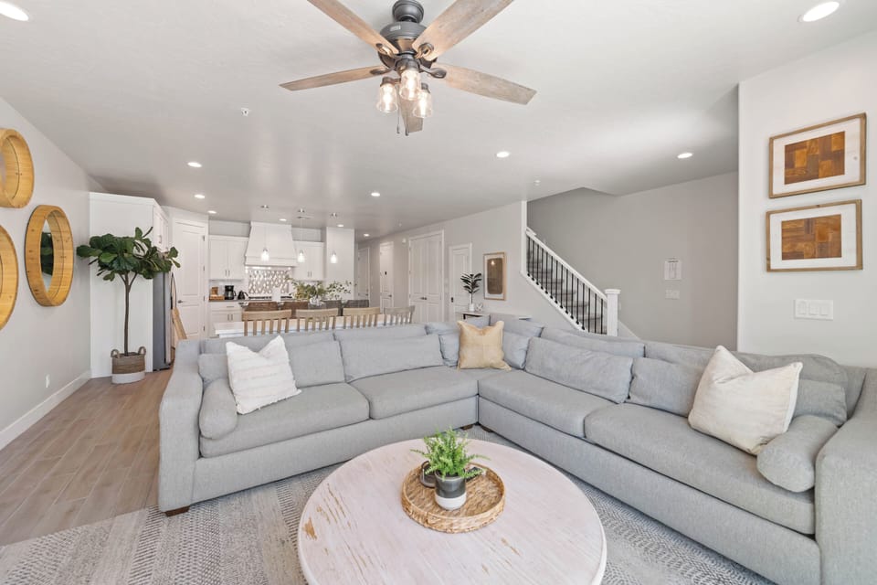 Naturally lit and inviting living space, perfect for family gatherings.