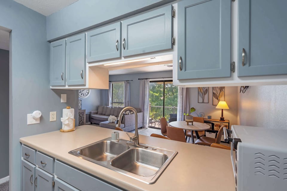 The airy kitchen offers ample space & all the comforts of home​
