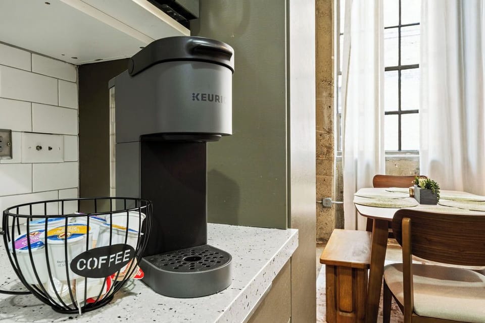 Make a cup of coffee in the morning with complimentary coffee pods and creamers.