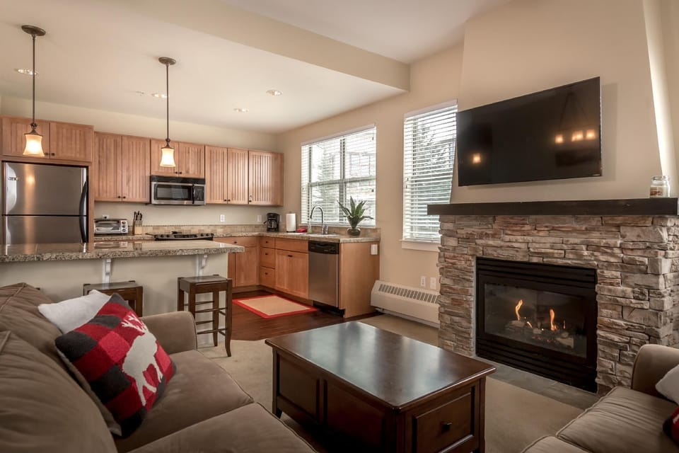 Gas fireplace, cozy blanket and tons of board games to create memories.