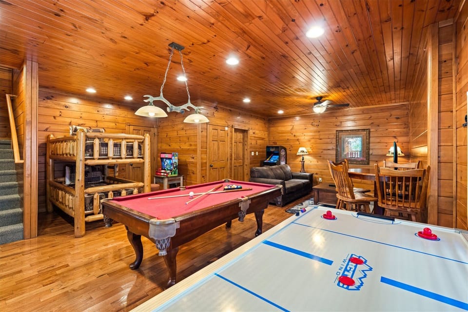 Downstairs Gameroom includes air hockey, pool table, Multigame & Nintendo System