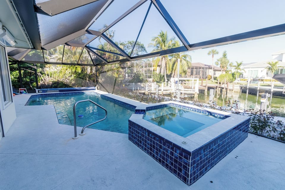 23 foot heated pool overlooking the canal
