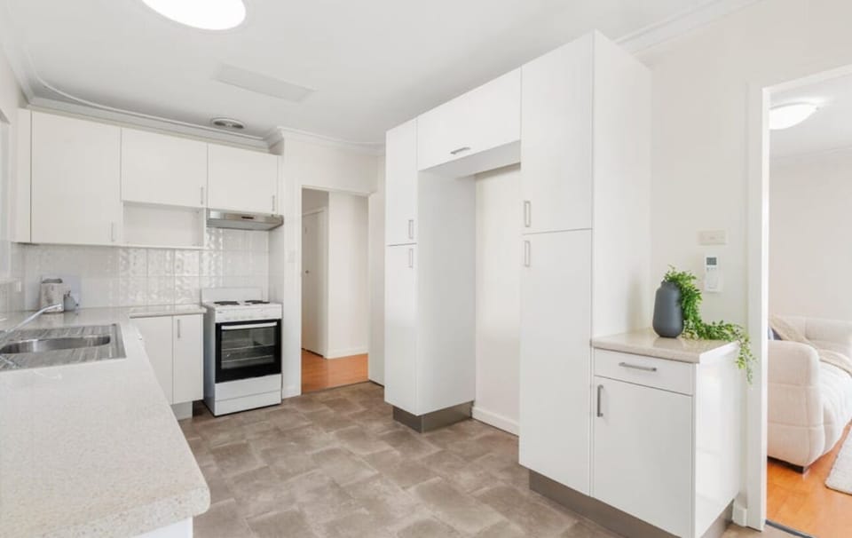 Fully reovated kitchen waiting for new fridge.