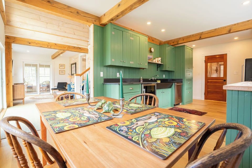 Seats 4—a bigger table is located on the Cape's porch.