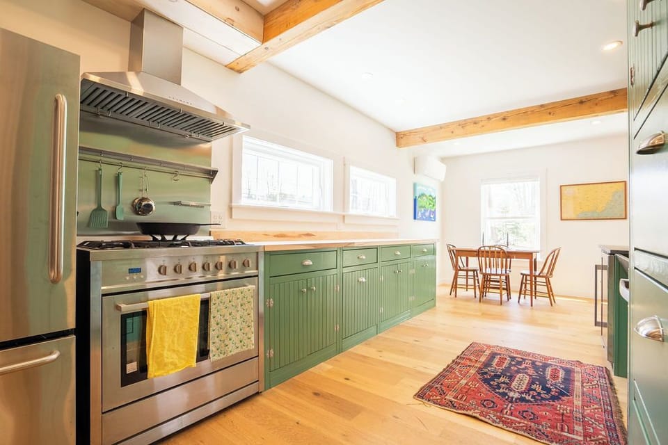 The home's large eat-in kitchen is great for preparing big meals. 