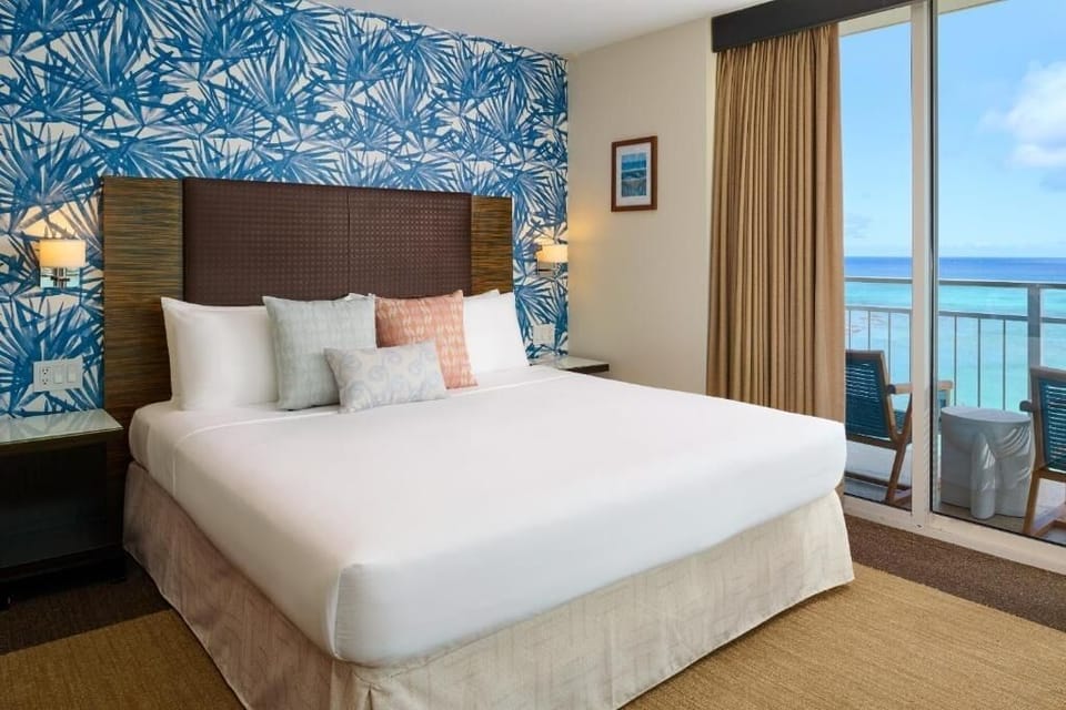 Wake up to ocean blues from your bed and balcony.