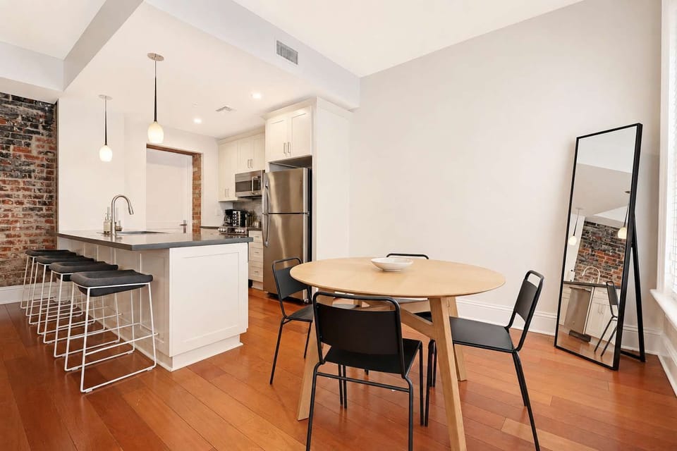 Dining area and kitchen island