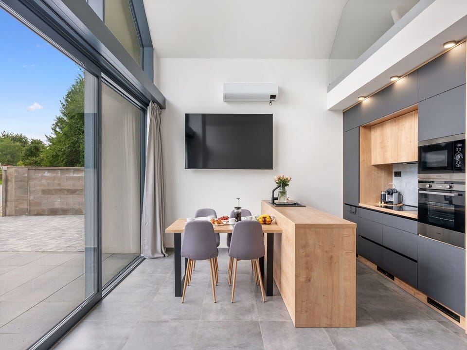 Interior Design, Furniture, Flooring, Kitchen, Ceiling, Countertop, Floor, Lighting, Home Appliance, Room