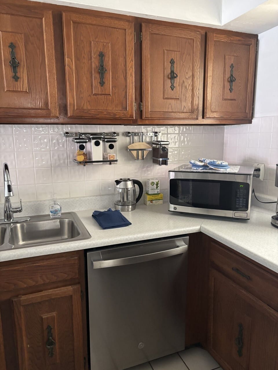 New stainless steel appliances in the kitchen