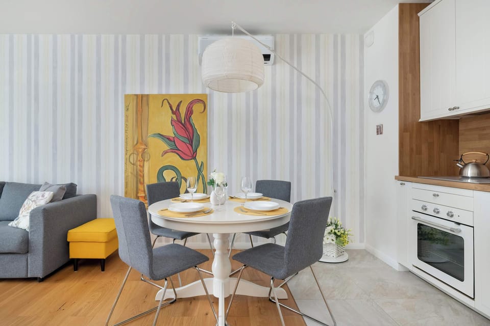 Dining table in the living room.