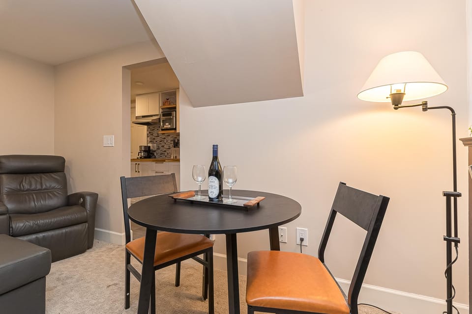 Warm corner for dining and conversation