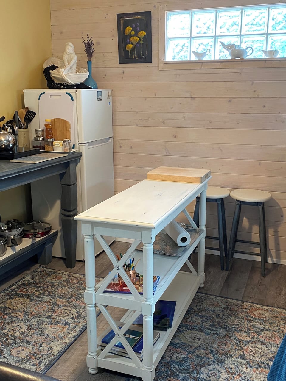 Work space for meal prep.