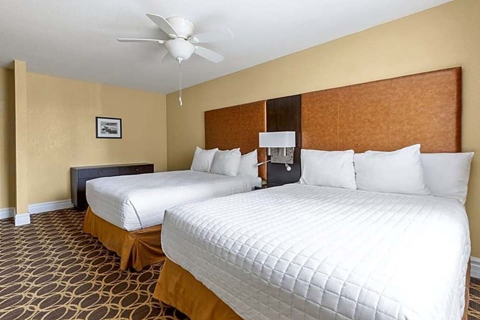 Stretch out comfortably in two plush beds after a full day.